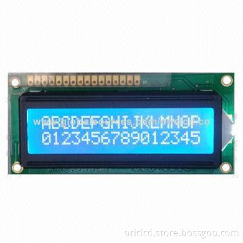 16 Characters x 2 Lines LCD Module, STN (Blue), White Backlight, 80x36mm Outline Dimensions